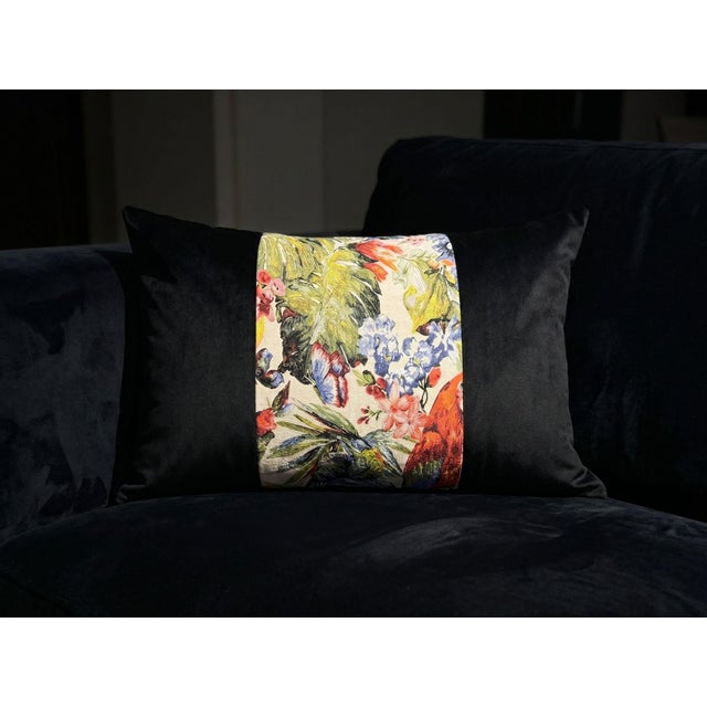 Handmade Black Velvet Lumbar Cushion Cover For Sale - Image 11 of 14