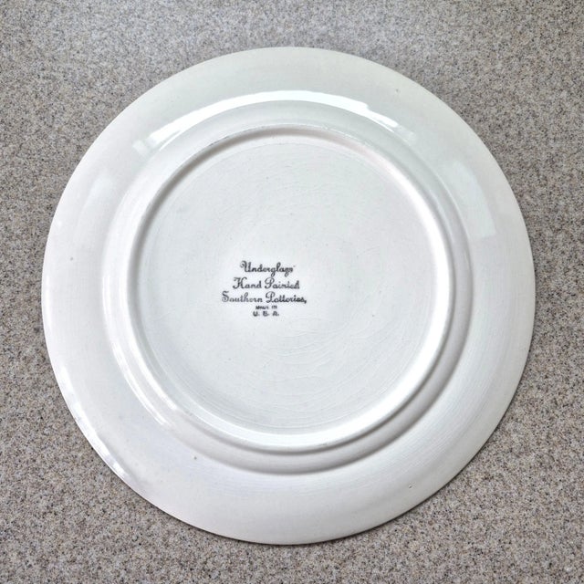 Transitional 1940s Hand Painted Vintage Blue Ridge Plate: "Tumbling Petals" From Southern Potteries Usa For Sale - Image 3 of 14