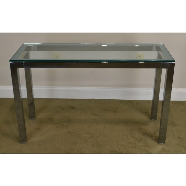 1970s Vintage Milo Baughman Mid Century Modern Chrome Glass