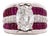 Gia 4.43 Carat Oval G/I1 Diamond & Cabochon Ruby Platinum Vintage Ring, Size 8 For Sale