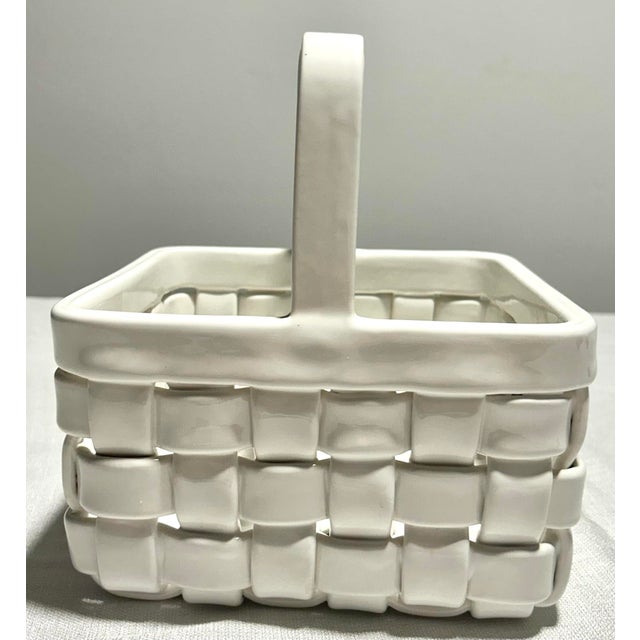 Mid 20th Century 20th C. MCM Italian Gump's Woven Porcelain Basket For Sale - Image 5 of 7