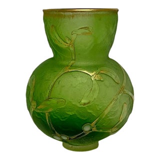 Art Nouveau Daum Nancy Art Glass Vase Mistletoe Pattern, Circa 1900’s. For Sale