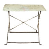 Vintage French White Rectangular Metal Folding Dining Table, 1950s For Sale