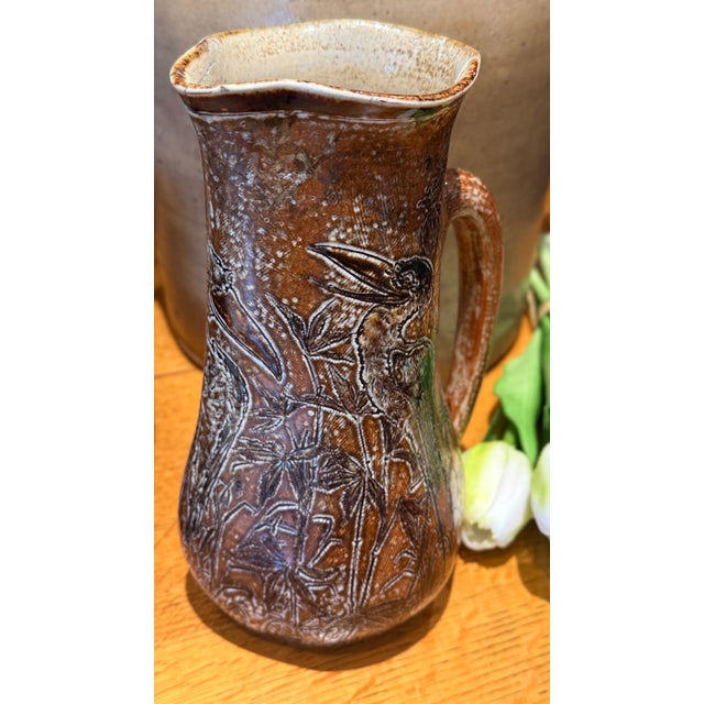 Rare 1893 Martin Brothers London & Southall Pottery Pitcher Wally Birds For Sale - Image 4 of 17