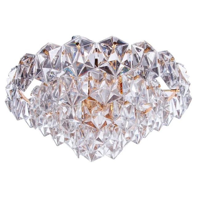 Flush Mount in Crystal and Gilt Brass from Kinkeldey, Germany, 1970s For Sale - Image 11 of 11