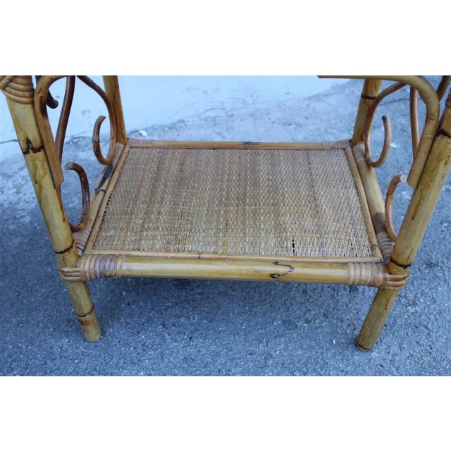 Mid-Century Modern Italian Bamboo Bedside Tables, 1950s, Set of 2 For Sale - Image 3 of 12