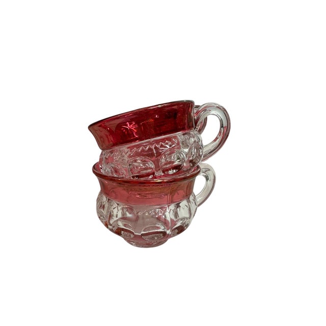 Dark Pink Vintage Tiffin Kings Crown Thumbprint Tea Set for 10 With Extras - 44 Pieces For Sale - Image 8 of 17