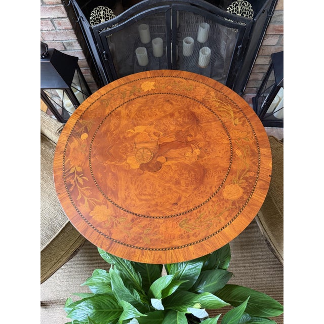 Rho Mobili D’Epoca Italian Burlwood & Marquetry Game Table With Custom Glass Top For Sale - Image 4 of 17