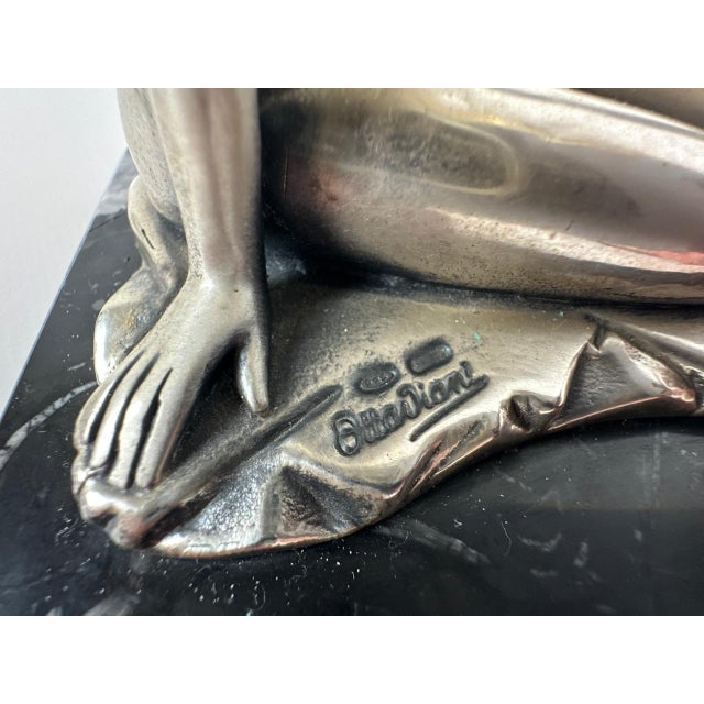 Metal Art Deco Style Italian Sterling 925 Silver Nude Figurine from Ottaviani, 1960s For Sale - Image 7 of 13