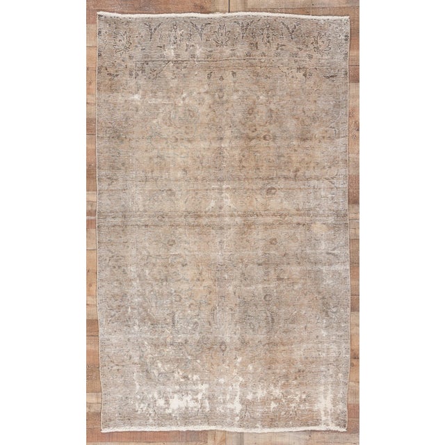 Mid 20th Century Distressed Faded Vintage Persian Rug, 04'10 X 07'09 For Sale - Image 9 of 10