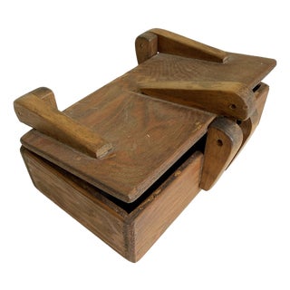 Early 20th Century Folk Art Painter's Box With Wood Hinges & Clasp For Sale