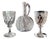 Antique Engraved Glass Claret Jug with Crystal Wine Goblets, 1890s, Set of 3 For Sale
