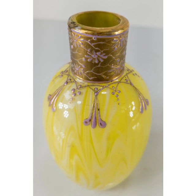 Moser Glassworks Art Nouveau Enameled Glass Moser-Style Vase For Sale - Image 4 of 11
