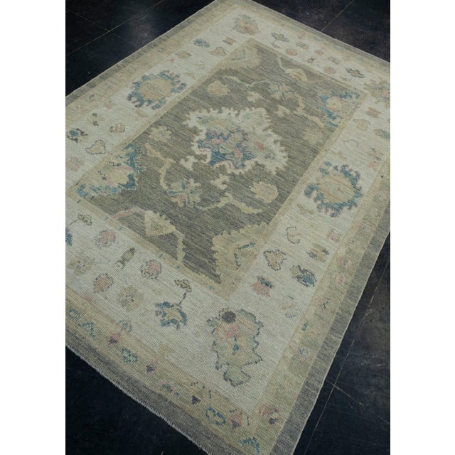 Turkish Turkish Oushak Rug 5'1" x 7'1" #17935 For Sale - Image 3 of 8