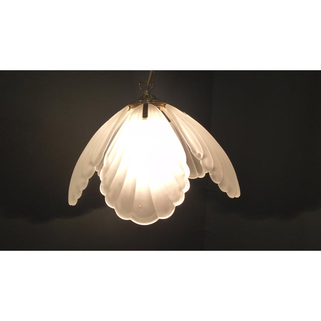Metal Vintage Italian Glass and Brass Chandelier, 1970s For Sale - Image 7 of 16