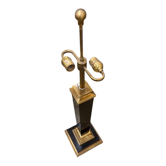 Vintage Neoclassical Black Marble and Brass Table Lamp For Sale