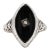 Vintage 14k White Gold Black Onyx & Diamond Navette Filigree Ring, Ring Size 6 For Sale