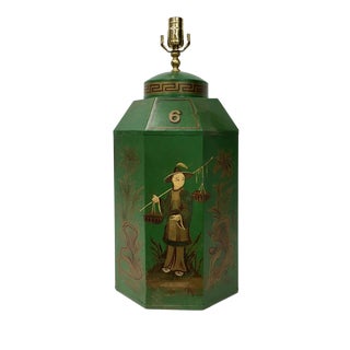 English Export Chinoiserie Tea Caddy Lamp For Sale