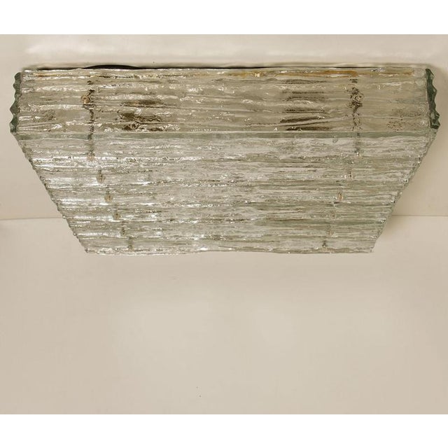 Large Textured Glass Square Flush Mount attributed to Kalmar, Austria, 1960s For Sale - Image 10 of 14