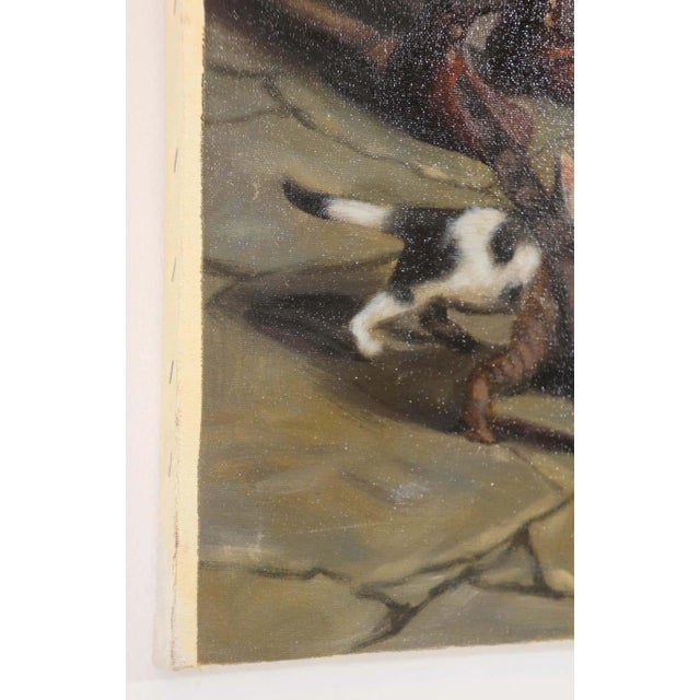 Victorian 19th Century Style Painting of Children Playing with Geese For Sale - Image 3 of 13