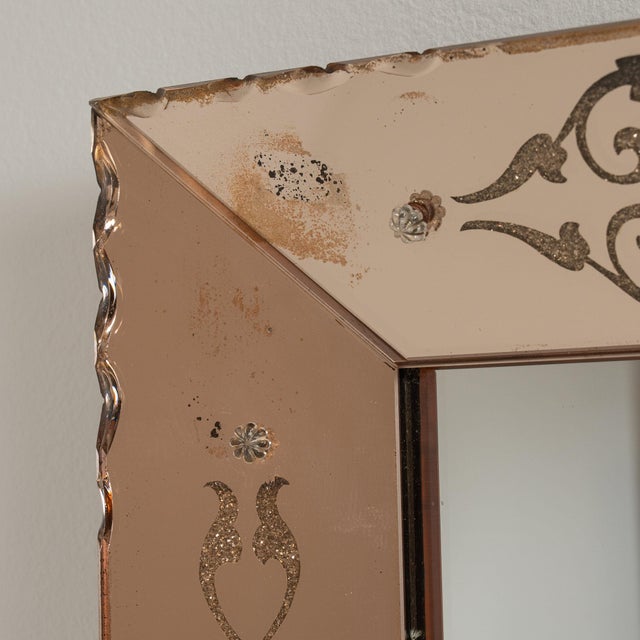 1940-1949 Italy Warm Blush Pink Carved Wood Mirror For Sale In Greensboro - Image 6 of 8
