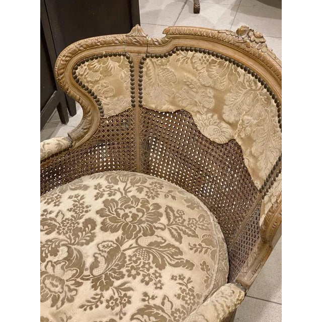 Baroque Set with 2 Armchairs 1 Footstool with Chaise Longue in Vienna Straw, France, 1800s, Set of 3 For Sale - Image 3 of 12