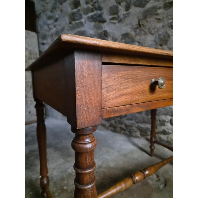 Antique Elm Writing Table with Large Drawer, France, 1920s For Sale - Image 4 of 18