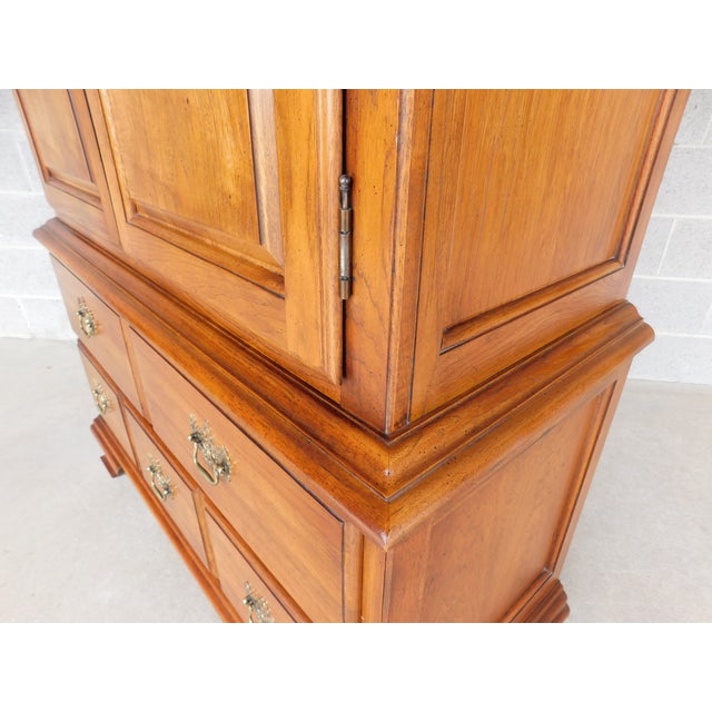 Thomasville Fisher Park Pecan Wood Armoire Tall Chest For Sale - Image 11 of 15