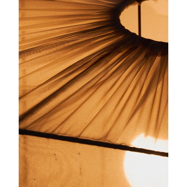 2020s Hand-Painted Silk Standing Table Lantern on Metal Base For Sale - Image 5 of 8