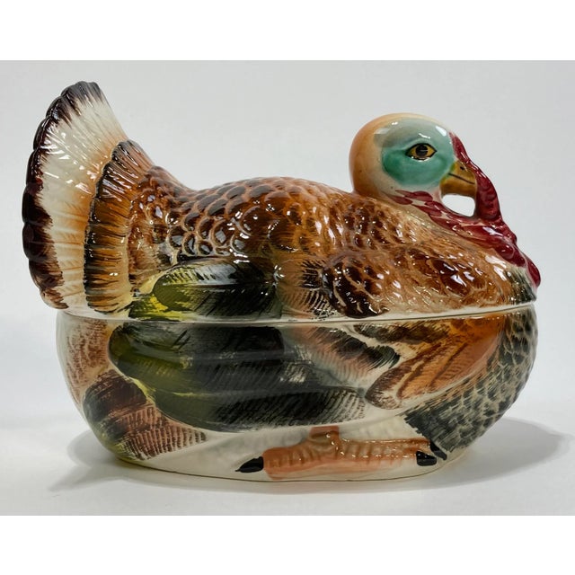 Vintage Lidded Hand-Painted Ceramic Turkey Tureen For Sale In Kansas City - Image 6 of 11