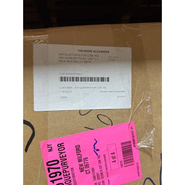 Extending Dining Table Seats 10-14 People Walnut Finished Dining Table With Hyedua Crown Veneer by Theodore Alexander & Stephen Church For Sale - Image 15 of 15