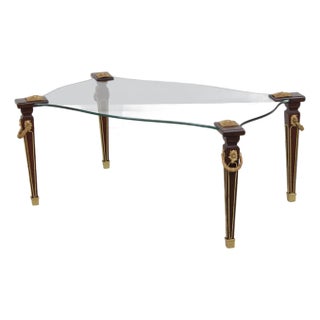 Vintage Louis XVI Dore Glass Coffee Cocktail Table For Sale