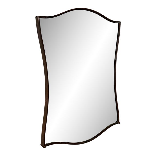 Vintage Italian Wall Mirror With Curved Frame 1960s For Sale