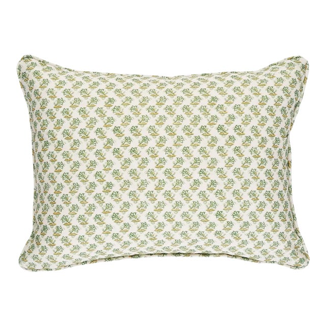Schumacher x Mark D. Sikes Oleander Indoor/Outdoor Pillow 18" x 12" in Leaf Green For Sale