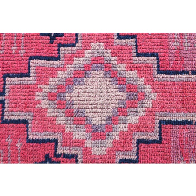 Textile Vintage Turkish Oushak Handmade Wool Cotton Pink Runner Rug For Sale - Image 7 of 10
