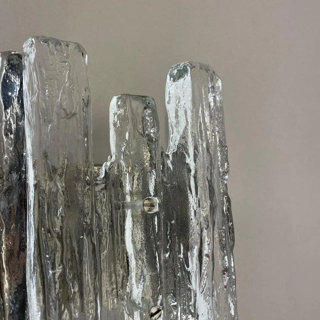 Large Hollywood Regency Ice Glass Wall Light from J. T. Kalmar, 1960s For Sale - Image 12 of 18