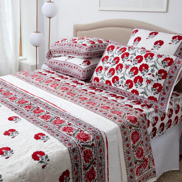 Janvi Twin Bed Red Flat Sheet For Sale - Image 4 of 6