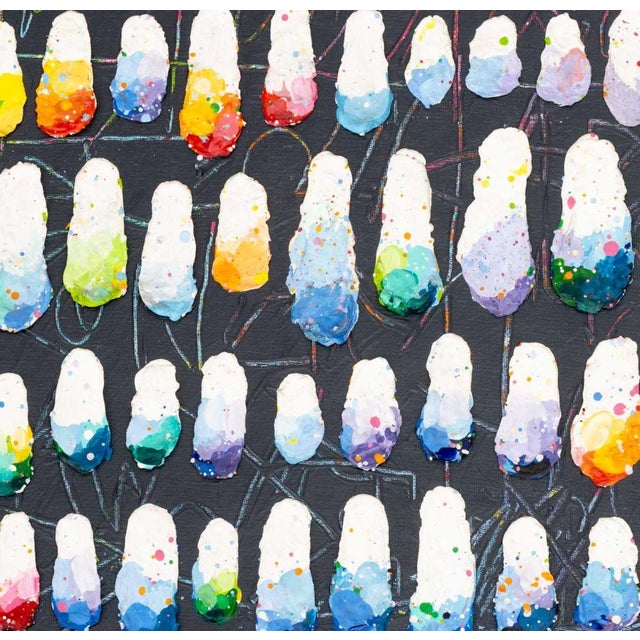 Elfi Schuselka (Austrian, b. 1940), "Align #9", Acrylic on Tarlatan, with applied dried paint swatches, signed in paint...