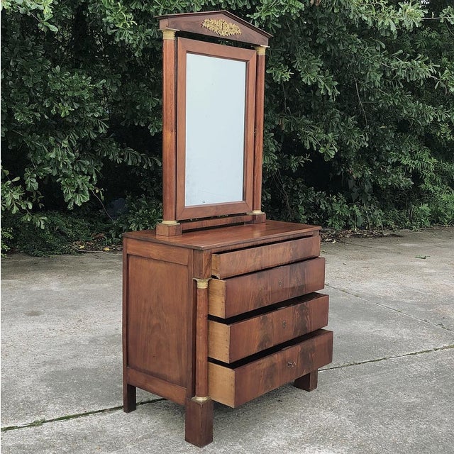 Wood 19th Century French Empire Period Mahogany Chest of Drawers With Mirror For Sale - Image 7 of 16