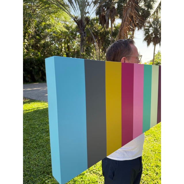 Early 21st Century William Finlayson Jr. Acrylic on Wood Titled: "Blockhead 5” 13.25 x 53 2025 For Sale - Image 5 of 9