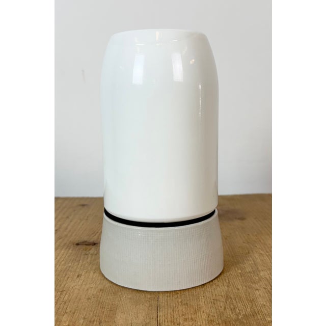 Industrial Vintage White Porcelain Ceiling Light, 1970s For Sale - Image 3 of 12
