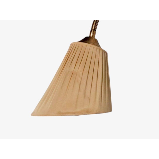 1950s Mid-Century Modern Ajh, Swedish Modern, Adjustable Wall Light, Brass, Pleated Fabric For Sale - Image 10 of 14