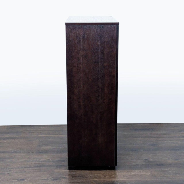 2000 - 2009 Modern 5-Drawer Dark Wood Dresser With Sleek Metal Handles For Sale - Image 5 of 9