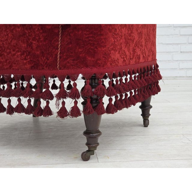 Wood Danish Highback Armchair in Velour with Beech Legs, 1950s For Sale - Image 7 of 18