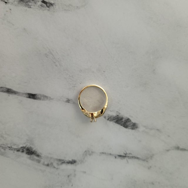 Round Diamond Center with Baguette Accented Engagement Ring, Size 8 For Sale - Image 4 of 4