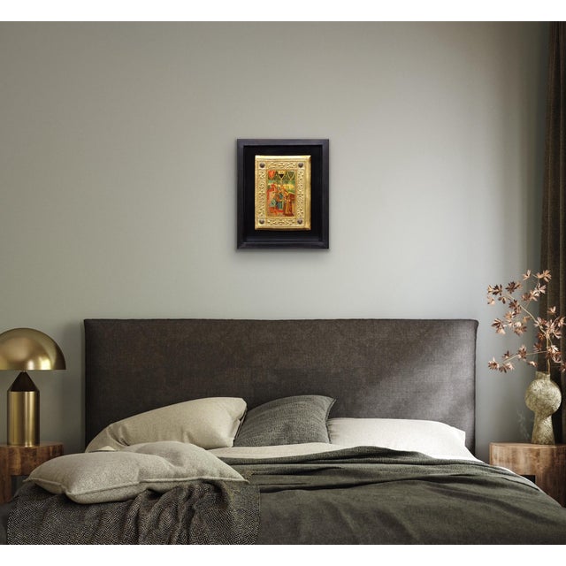 Icilio Federico Joni, Painted Gesso, Gilt and Wood Tavolette Book Cover Binding, 1890s, Oil & Cedar & Gesso For Sale - Image 9 of 18