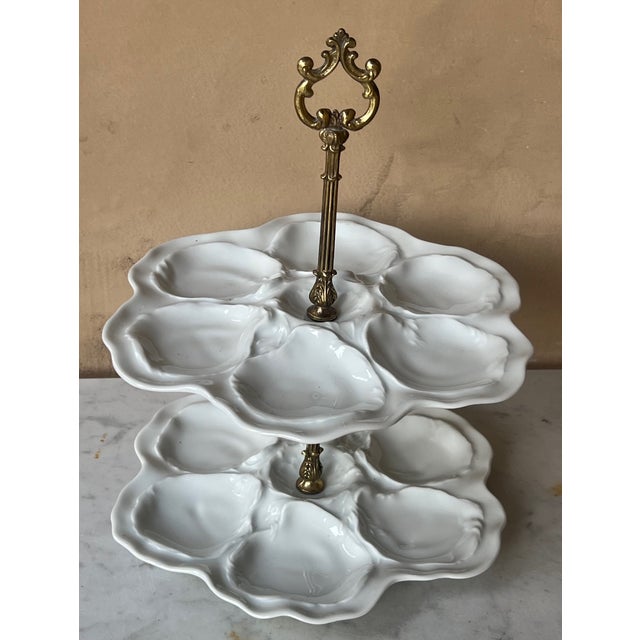 Tiered French Oyster Plates by Limoges For Sale - Image 11 of 15