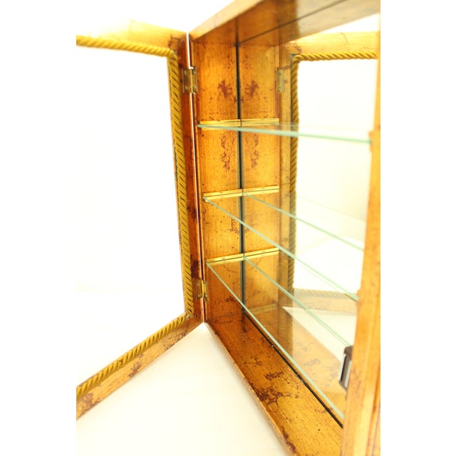 Wood Italian Gold Gilt Curio Wall Cabinet "Horchow" For Sale - Image 7 of 10