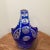 Stunning Bohemian vintage cobalt blue cut-to-clear crystal centerpiece basket is a beautiful and unique decorative piece...