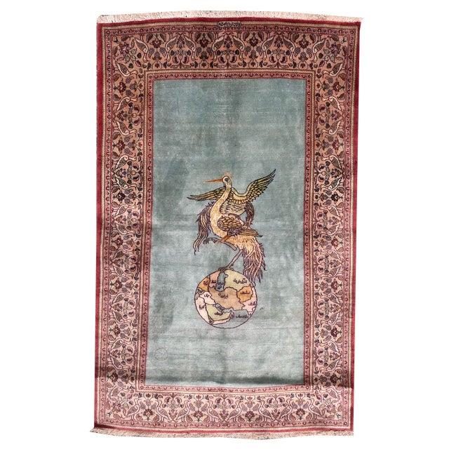 Mid-Century Kashan Dabir Rug from Bobyrugs, 1950s For Sale